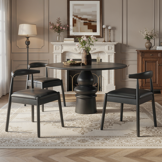 Sunvega Mid-Century Modern Dining Chairs Set of 2 with Solid Oak Frame and Handwoven Seat