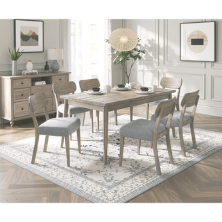 Sunvega Natural Wood Grain Color Set of 2pc Dining Chairs with Upholstered Cushions