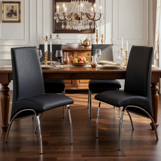 Sunvega Contemporary Faux Leather Armless Side Chairs with Metal Legs Set of 2