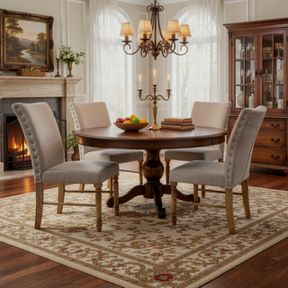 Sunvega Antique Natural Oak Dining Chair Set of 2 with Plush Padded Seat