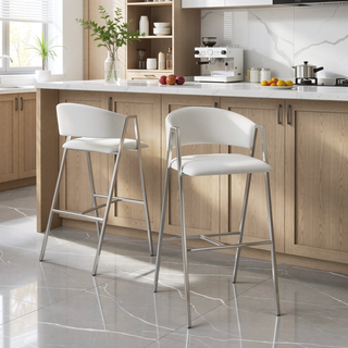 Sunvega Modern 28" Bar Stool Set of 2 with Padded Seat and Backrest