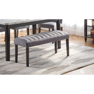 Sunvega Transitional Dining Table with Faux White Marble Top and Black Wood Base
