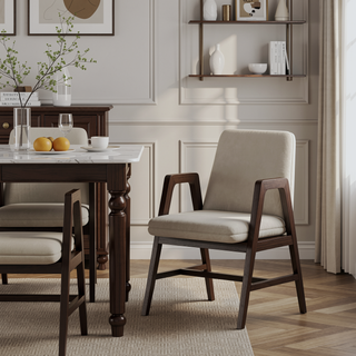 Sunvega Modern Dining Armchair in Soft Velvet with Sculptural Beech Wood Frame