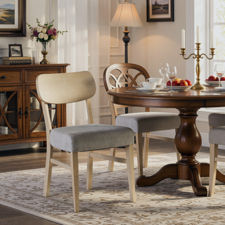 Sunvega 2pc Gray Transitional Side Chair with Padded Seat and Tapered Legs