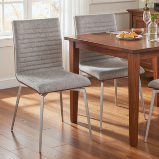 Sunvega Contemporary Dining Accent Chair with Swivel Walnut Wood and Grey Fabric