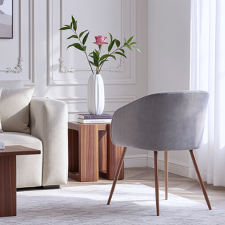 Sunvega Contemporary Velvet Upholstered Dining Chairs with Tapered Metal Legs Set of 2
