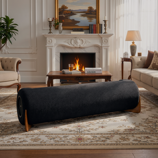 Sunvega Modern Puffy Platform Bed with Arched Headboard in Ivory White Boucle