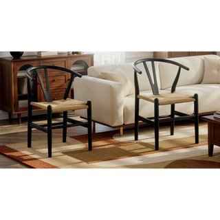 Sunvega Dark Walnut Contemporary Side Chairs with Polyester Upholstered Seat Set of 2