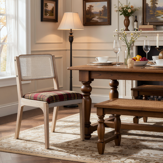 Sunvega Modern Farmhouse PU Dining Chairs with Thick Padded Seat and Solid Wood Legs