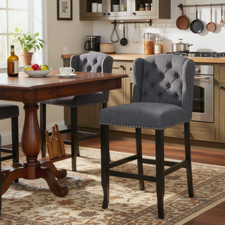 Sunvega Vienna Contemporary Tufted Wingback 31 Inch Counter Stools Set of 2