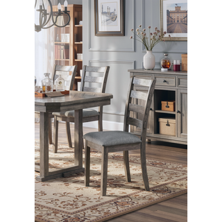 Sunvega Gray Fabric Upholstered Dining Bench with Wire-Brushed Finish