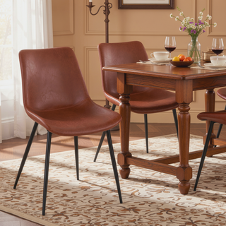 Sunvega Durango Contemporary Dining Chairs with Faux Leather Upholstery and Black Metal Legs