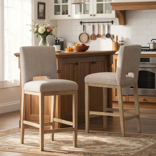 Sunvega Modern Upholstered Bar Stools with Padded Seats for Kitchen Dining