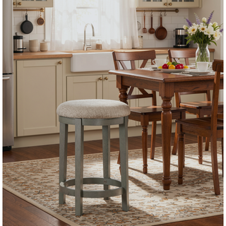 Sunvega Light Gray Finish Industrial Wood Frame Counter Height Stools Set of 2