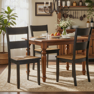 Sunvega Distressed Walnut Ladder Back Side Chairs with Tapered Legs Set of 2
