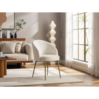 Sunvega Champagne Fabric Upholstered Side Chair Set of 2 for Dining Room
