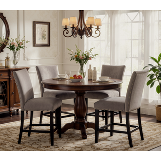 Sunvega Gray Fabric Upholstered Dining Bench with Wire-Brushed Finish