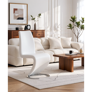Sunvega Z-Shape Dining Chair with Padded Seating and PU Finish Kit of 2