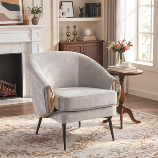 Sunvega Contemporary Glam Velvet Accent Chair with Gold Metal Accents