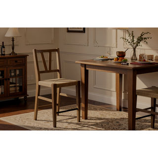 Sunvega Durable Hickory Veneer Rush Woven Seat Counter Height Chair with Cushion