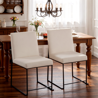 Sunvega High Back Upholstered Dining Chair with Padded Seat and Black Steel Frame