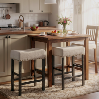 Sunvega Counter Height Dining Table with Storage Shelf in Weathered Gray Finish
