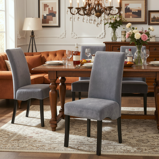 Sunvega Grey and Black Upholstered Dining Chair with Padded Seat and Backrest