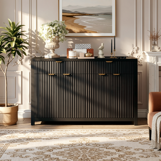 Sunvega Modern Scandinavian Buffet Cabinet with Wave Design and Adjustable Shelves
