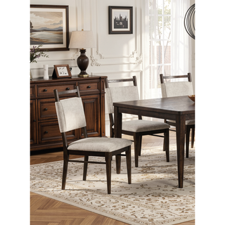 Sunvega Dark Walnut Contemporary Side Chairs with Polyester Upholstered Seat Set of 2