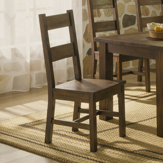 Sunvega Rustic Golden Brown Ladder Back Dining Chairs Set of 2 for Farmhouse