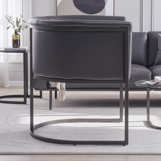 Sunvega Modern Faux Leather Upholstered Dining Chair with Geometric Metal Frame