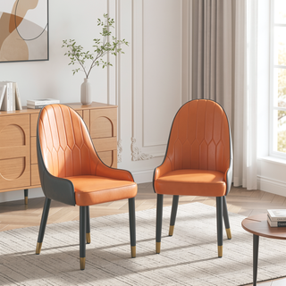 Sunvega Modern PU Leather Dining Chair with Solid Wood Legs and Ergonomic Seat