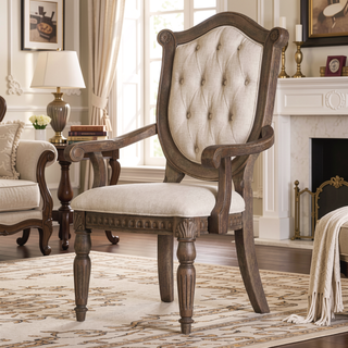 Sunvega Weathered Oak and Beige Finish Sheraton Shield Back Dining Side Chair