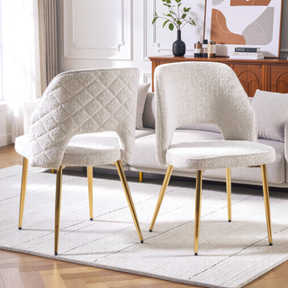 Sunvega Modern Gray Velvet Dining Chairs with Hollow Back and Gold Metal Legs Set of 4