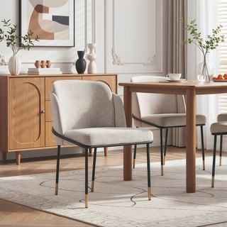 Sunvega Modern Upholstered Dining Chair in Black Twill Weave Fabric