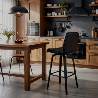 Sunvega 26 Inch Swivel Gray Faux Leather and Black Wood Bar Stool