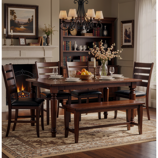 Sunvega Black Faux Leather Ladder Back Side Chairs for Modern Dining Set of 2