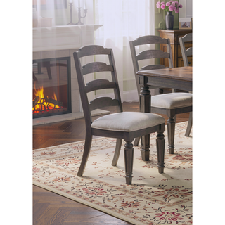 Sunvega Light Grey Classic Ladder Back Dining Chairs with Cushion Seat Set of 2