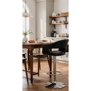Sunvega Hydraulic Swivel Adjustable PU Leather Barstool for Breakfast Bars