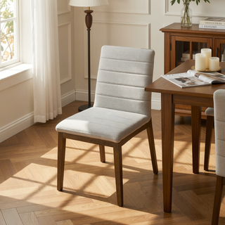 Sunvega Mid-Century Modern Burnt Orange Velvet Dining Chair Set with Walnut Solid Wood Base