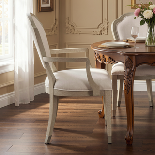 Sunvega Modern Light Oak Finish Wooden Side Chairs with Chenille Upholstery Set of 2