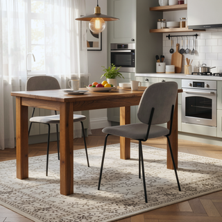 Sunvega Gray Velvet and Metal Dining Chairs Set of 2 with Soft Upholstery