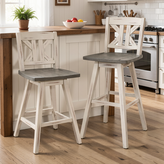 Sunvega Solid Rubberwood Counter Height Dining Table with Distressed Gray Finish