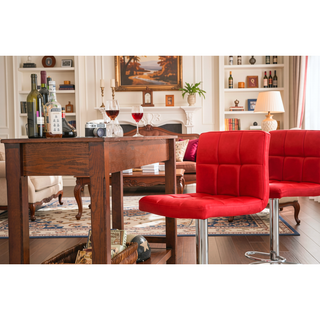 Sunvega Adjustable Hydraulic Swivel Bar Stool Set of 2 with Faux Leather Seat