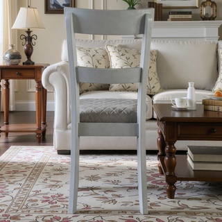 Sunvega Two Tone Grey and Pearl Grey Ladder Back Side Chairs with Upholstered Seat