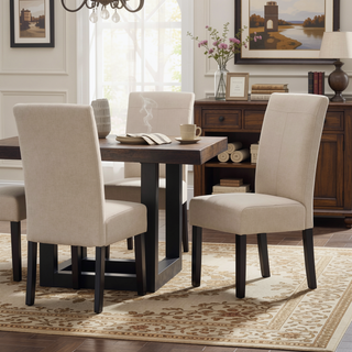 Sunvega Modern Upholstered Dining Chair with T-Stitch Design and Wood Legs