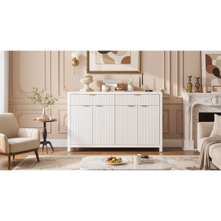 Sunvega Modern Scandinavian Buffet Cabinet with Wave Design and Adjustable Shelves
