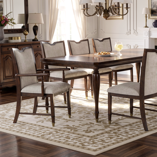 Sunvega 2pc Dark Cherry Finish Side Chair with Gold Capped Legs and Upholstered Seat