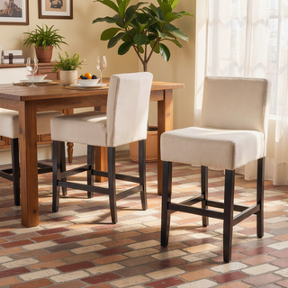 Sunvega Transitional Bonded Leather Counter Stools with Studded Accents Set of Two