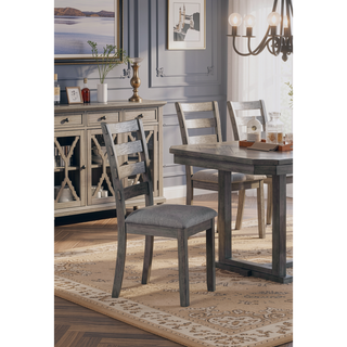 Sunvega Gray Fabric Upholstered Dining Bench with Wire-Brushed Finish